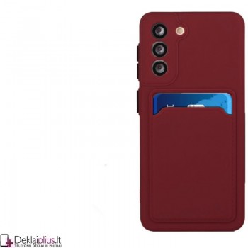 Švelnus silikoninis dėklas su kišenėle - bordo spalvos (Samsung S21 Plus)